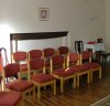 Chairs await the daily 10am Mass.