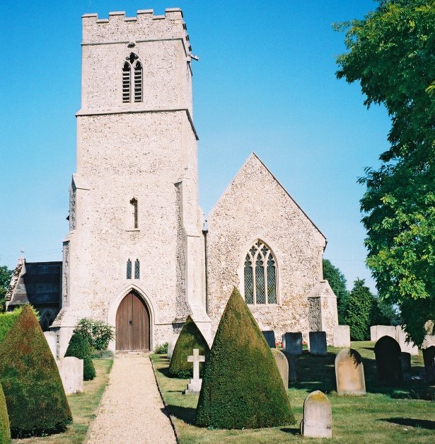 St Lawrence from the west. The original church is to the right.