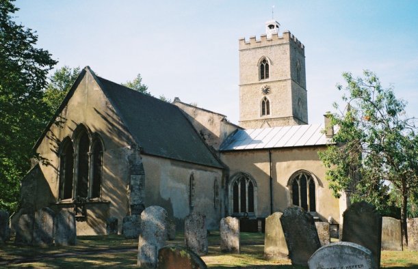 St Martin straddling the hill top.