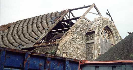 Coming down. St John the Baptist decapitated on the Cauldwell Hall Road.