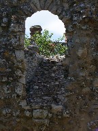 through the arched window