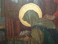 Presentation in the Temple: Mary holds two doves (Anna's hand on her shoulder)