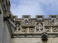 parapet tracery and gargoyles