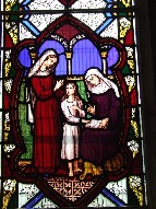 St Elizabeth watches St Anne teach the Blessed Virgin to read
