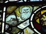 east window glass: lion of St Mark (English medieval)