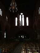 George Pace's light fittings in the darkened nave