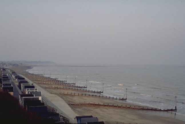 Remains of Walton Castle, just visible at low tide. Photo (c) Sam Newton.